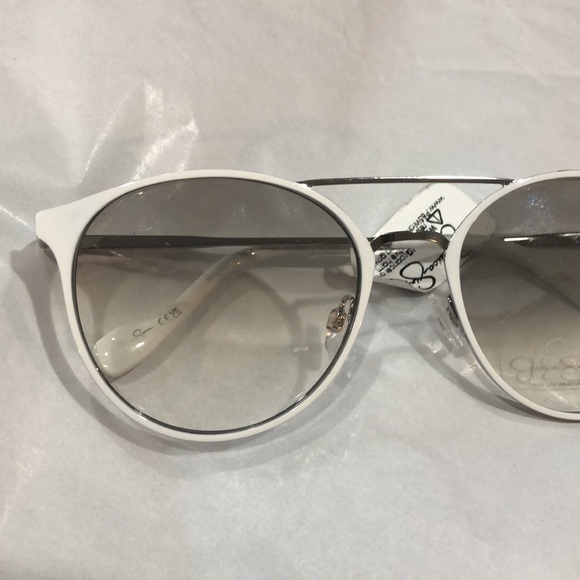 Jessica Simpson j5564 white silver wire frame brow bar smoke lens sunglasses new main image 4